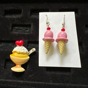 Jewelry Set - Ice Cream Treats, Brooch & Earrings